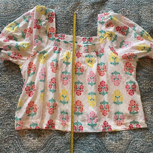 Draper James RSVP Floral Print Eyelet Puff Sleeve Top, Size 3X - Picture 9 of 13